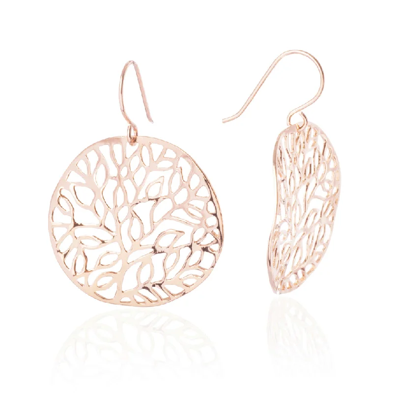 Handcrafted boho earrings for free-spirited fashion-Foliage Earrings, Rose Gold