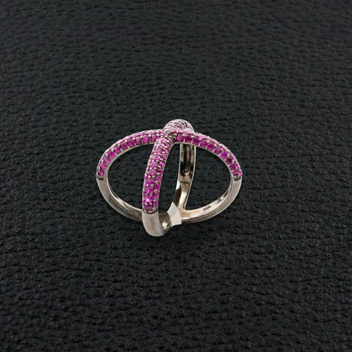 Titanium rings for modern durability-Ruby Criss Cross Ring