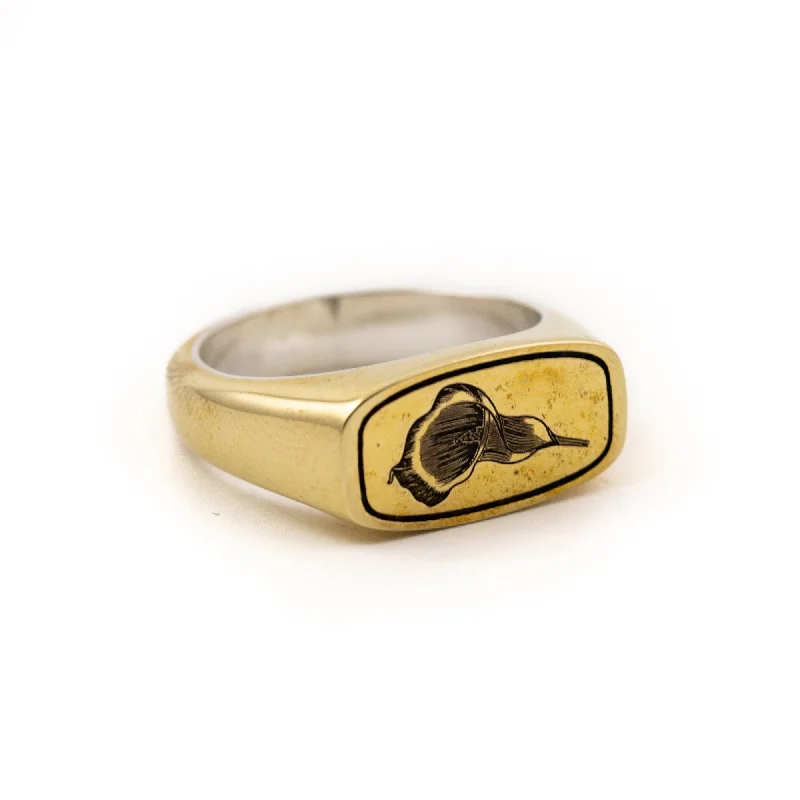 Personalized name rings for unique accessories-Brass Egyptian Calla Lily Signet