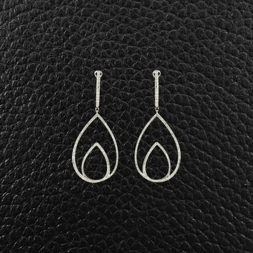 Personalized initial earrings for custom accessories-Diamond Double Teardrop Earrings