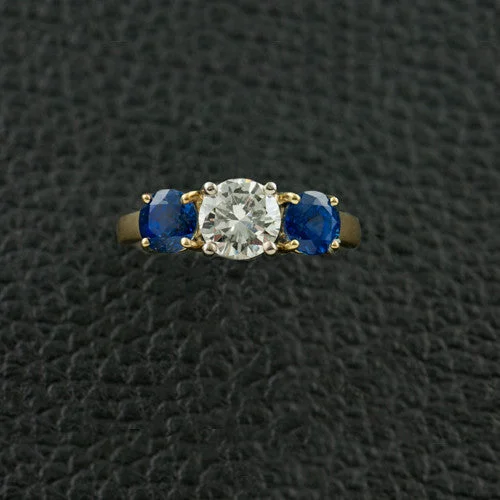 Designer rings for high-fashion luxury-Round Sapphire & Diamond Ring