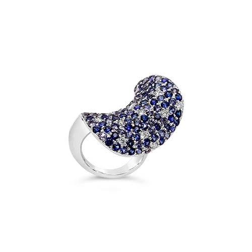 Adjustable rings for a perfect fit-Sapphire & Diamond Scoop Ring