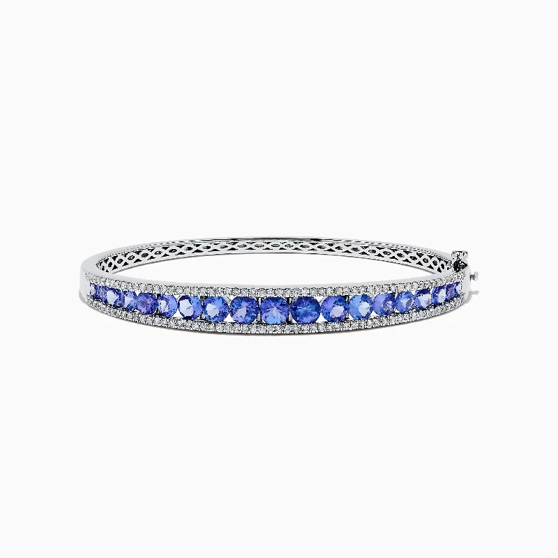 Elegant diamond tennis bracelets for formal occasions-Nahla Siri 14K White Gold Tanzanite and Diamond Bangle