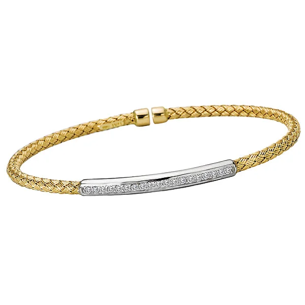 Classic silver link bracelets for everyday wear-Ladies Fashion Diamond Bar Cuff Bracelet