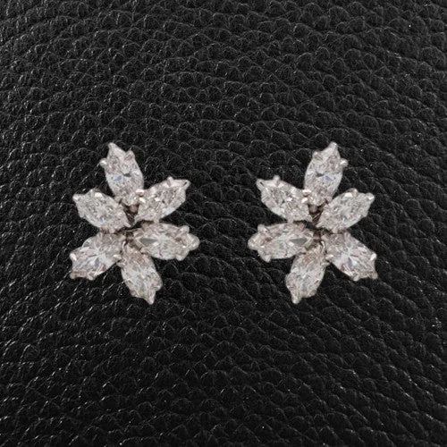 Custom engraved birthstone stud earrings for gifts-Marquise Diamond Earrings