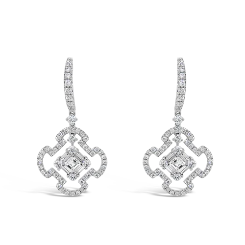 Simple stud earrings for understated elegance-Diamond Dangle Clover Earrings