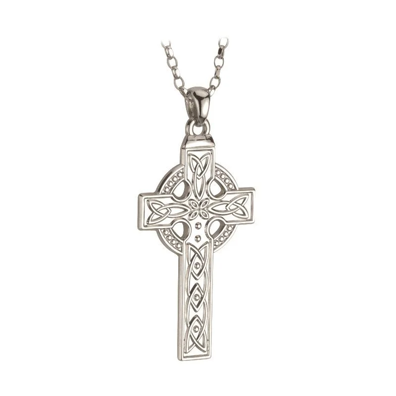 Boho-style necklaces for free-spirited fashion-Silver Celtic Heavy Cross