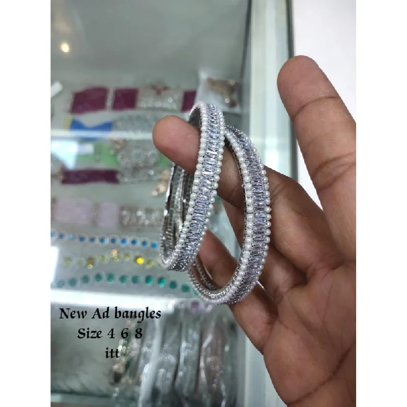 Custom-designed bangles for unique looks-Akruti Collection Silver Plated AD Bangles Set