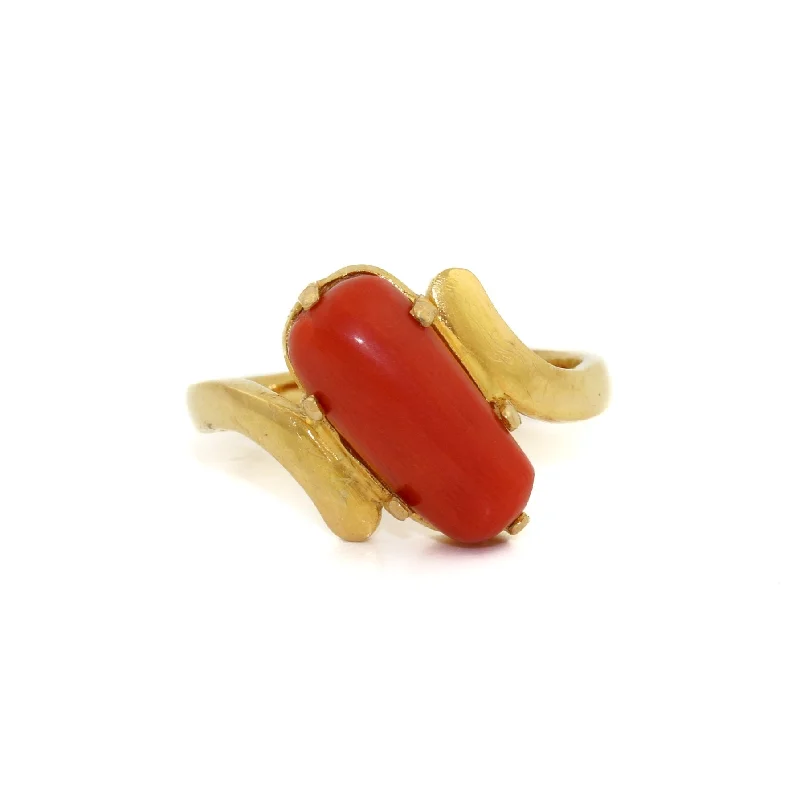 Bohemian gemstone rings for free-spirited fashion-22K Gold x Red Coral Cocktail Ring