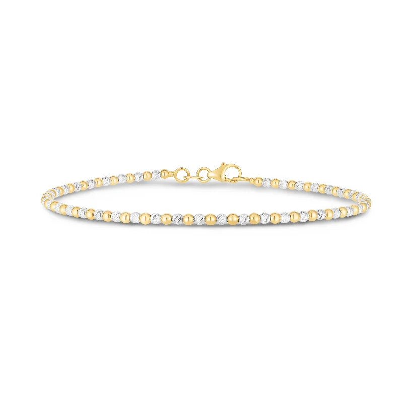 Gold chain bracelets for luxurious fashion-14K Two-tone Pallina Bead Bracelet