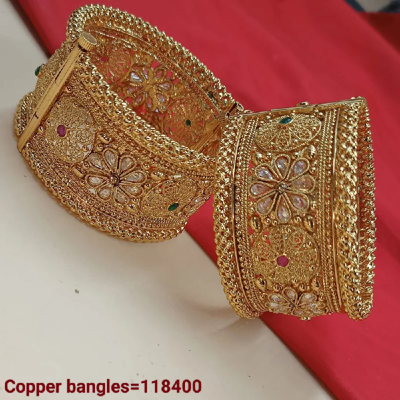 Stylish bangle sets for coordinated fashion-Padmawati Bangles Gold Plated Pota Stone Bangles Set