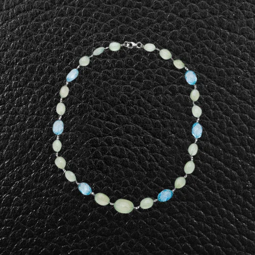 Custom wire-wrapped necklaces for artistic flair-Blue Topaz & Prehnite Bead Necklace