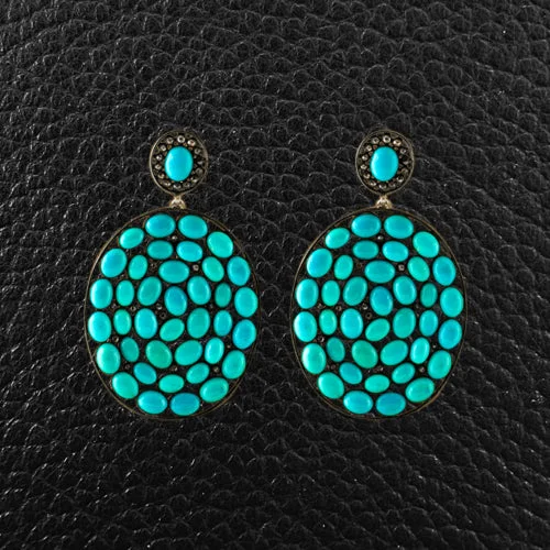 Elegant teardrop earrings for a refined look-Turquoise & Diamond Dangle Earrings