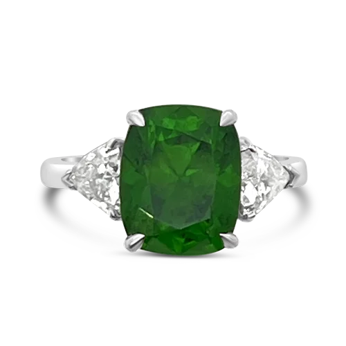 Heart-shaped rings for romantic gifts-Demantoid Garnet & Diamond Ring