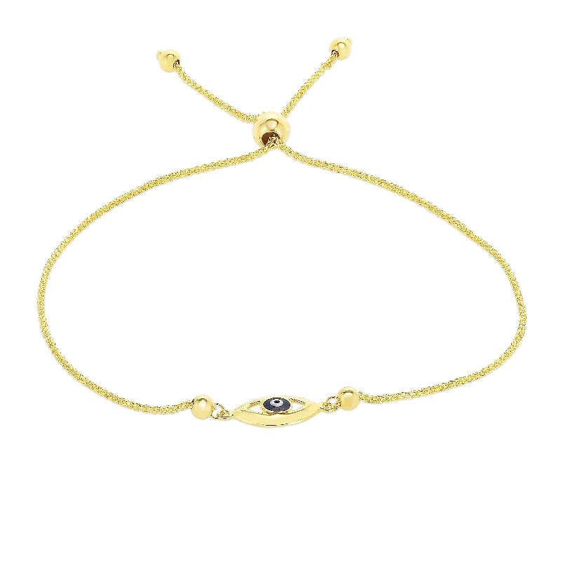 Silver cuff bracelets for modern minimalism-14K Gold Eye Friendship Bracelet