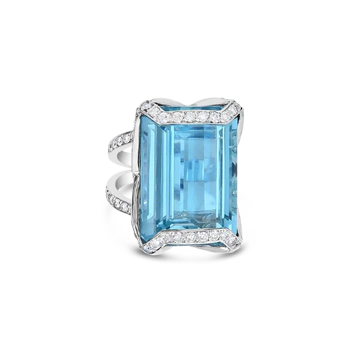 Sterling silver rings for timeless fashion-Aquamarine & Diamond Ring