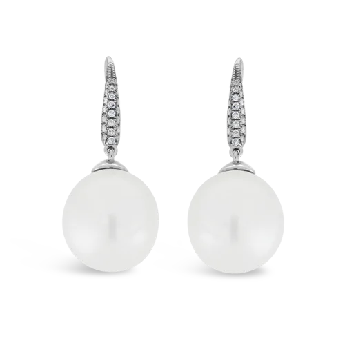 Custom engraved hoop earrings for special messages-South Sea Pearl & Diamond Dangle Earrings