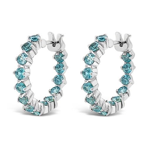 Luxury diamond earrings for special occasions-Blue Zircon Hoop Earrings