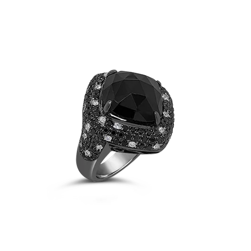 Artisanal rings for handmade, unique pieces-Onyx & Black Spinel Ring