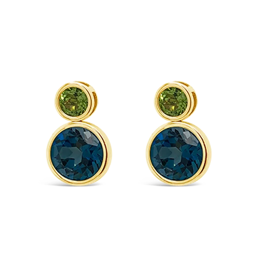 Vintage-inspired stud earrings for classic charm-Blue Topaz & Peridot Earrings