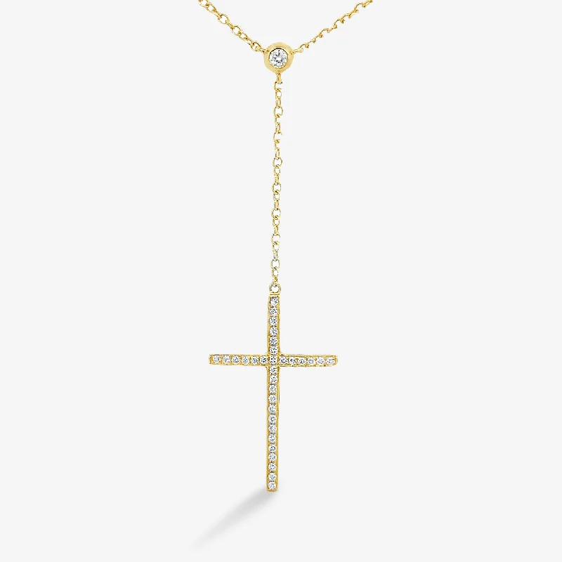 Luxury pearl necklaces for upscale events-Y Station Diamond Cross Necklace