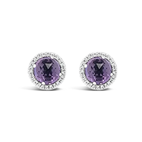 Swarovski crystal earrings for sparkling sophistication-Amethyst & Diamond Earrings