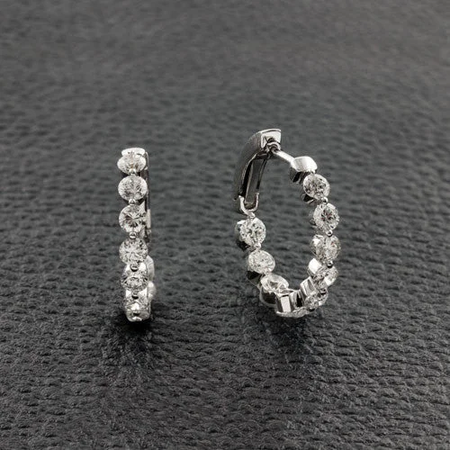 Sterling silver earrings for timeless fashion-Diamond Hoop Earrings