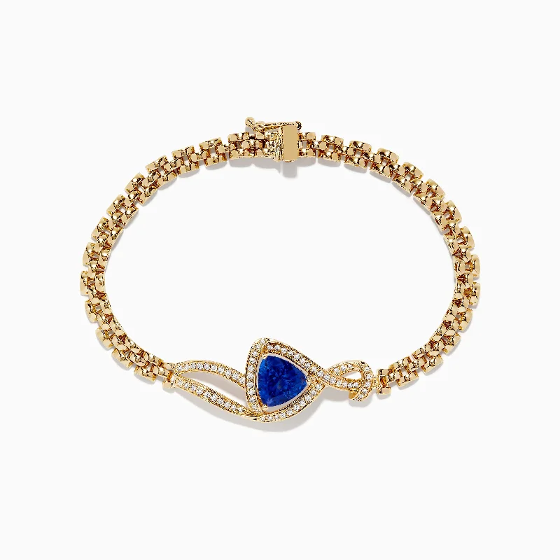 Geometric beaded bracelets for unique looks-Nahla Siri 14K Yellow Gold Diamond Tanzanite Bracelet