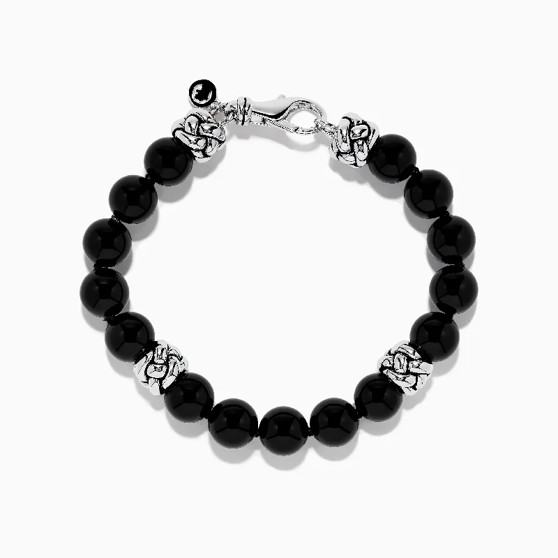 Handmade bracelets for one-of-a-kind style-Men's 925 Sterling Silver Onyx Bracelet