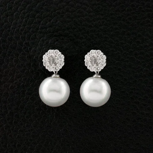 Luxury gold earrings for upscale fashion-Pearl & Diamond Earrings