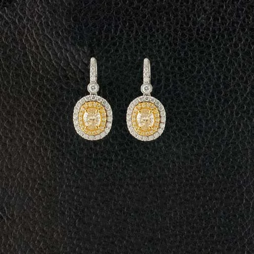 Bold statement earrings for unique fashion-Yellow & White Diamond Dangle Earrings