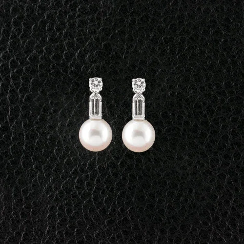 Personalized hoop earrings for custom style-Pearl & Diamond Earrings