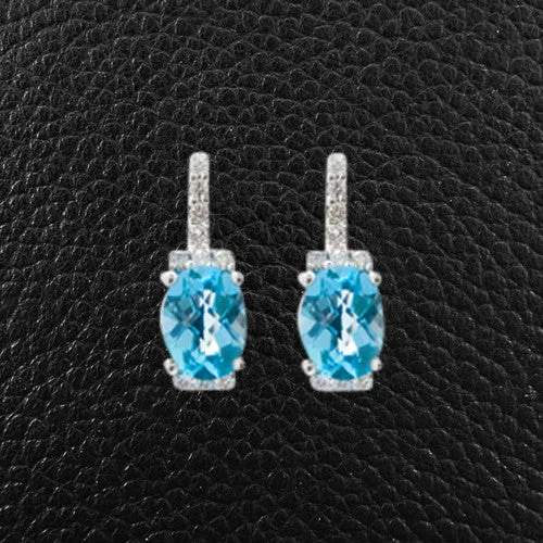 Feather earrings for boho chic looks-Blue Topaz & Diamond Earrings