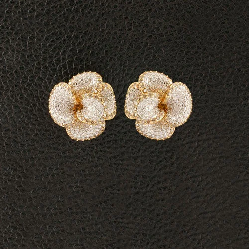 Vintage-inspired stud earrings for classic charm-Brown & White Diamond Flower Earrings