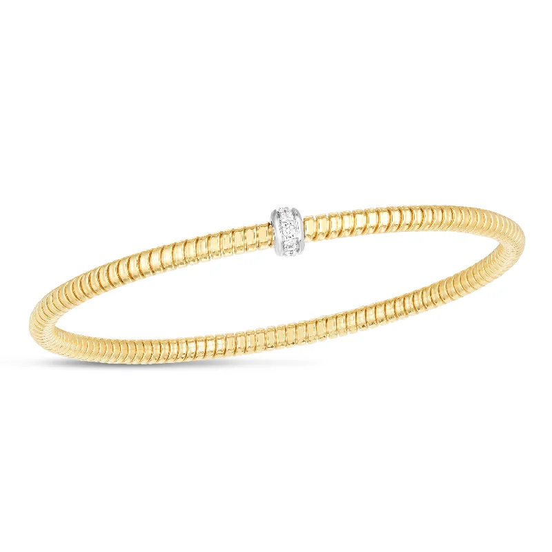 Beaded stretch bracelets for easy wear-14K Stretch Tubogas Diamond Bracelet