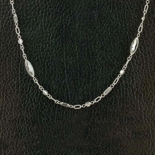 Customizable bar necklaces for modern elegance-Diamond Studded White Gold Chain Necklace