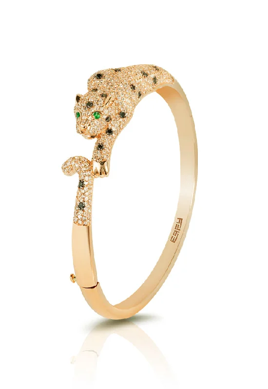 Personalized charm bracelets for thoughtful gifts-Signature 14K Yellow Gold Diamond and Emerald Bangle, 3.46 TCW