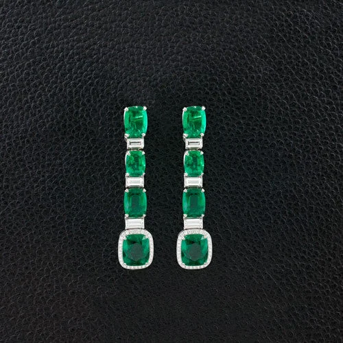 Vintage-inspired earrings for timeless beauty-Emerald & Diamond Dangle Earrings