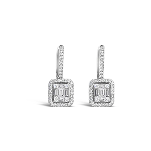 Sterling silver earrings for timeless fashion-Baguette & Round Diamond Earrings