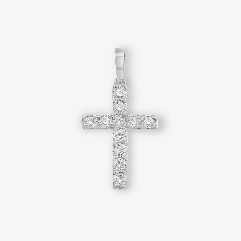 Custom friendship necklaces for heartfelt gifts-French Set 0.35CT Diamond Cross Pendant