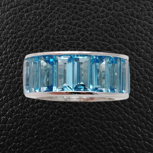 Matching rings for couples for special moments-Emerald cut Blue Topaz Ring