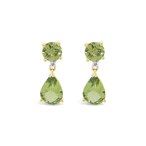 Personalized couple’s earrings for matching styles-Peridot & Diamond Dangle Earrings