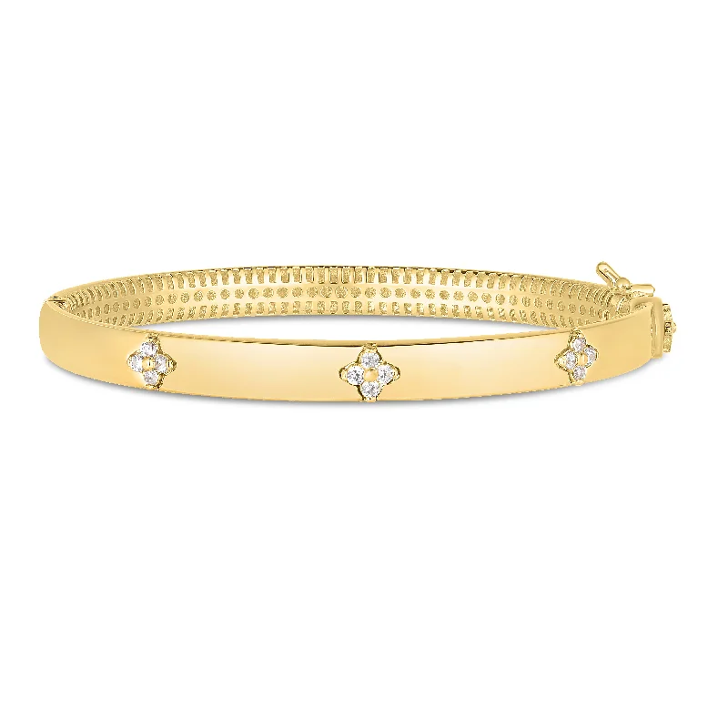 Adjustable leather bracelets for versatile wear-14K Trilogy Diamond Bangle