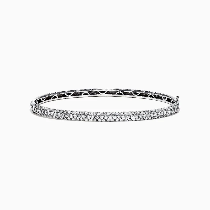 Women’s gold bracelets for refined elegance-Pave Classica 14K White Gold Diamond Bangle, 1.47 TCW