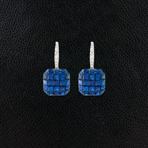 Colorful resin earrings for trendy, modern looks-Sapphire & Diamond Earrings