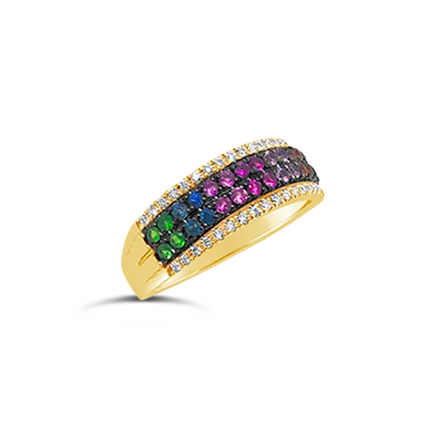 Luxury diamond rings for special occasions-Multi-color Sapphire & Diamond Ring