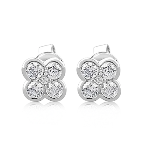 Simple stud earrings for understated elegance-Diamond Clover Shaped Earrings