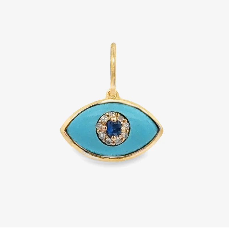 Elegant twist necklaces for sophisticated looks-Evil Eye Turquoise and Sapphire Pendant