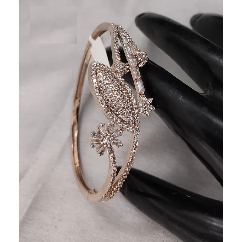 Diamond bangles for luxurious sparkle-Akruti Collection Rose Gold Plated AD Openable Bangle