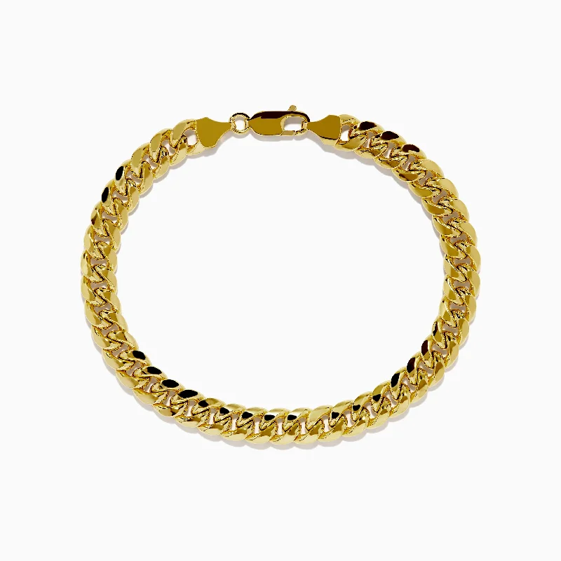 Wooden bracelets for rustic charm-Men's 14K Yellow Gold Hollow Curb Chain Link Bracelet 8.5"